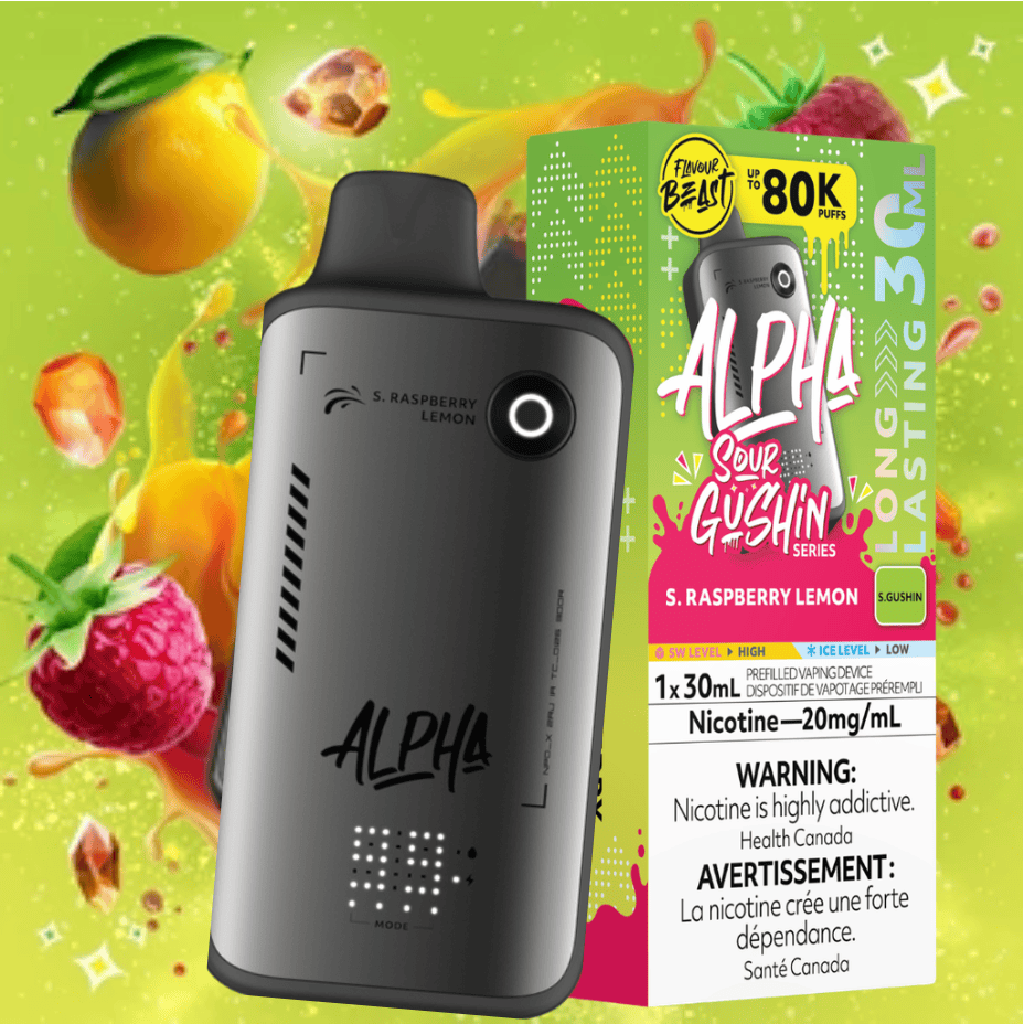 Flavour Beast Alpha 80K Disposable Vape-S. Raspberry Lemon 30mL / 80000 Puffs / 20mg/mL Vape Superstore Yorkton Saskatchewan