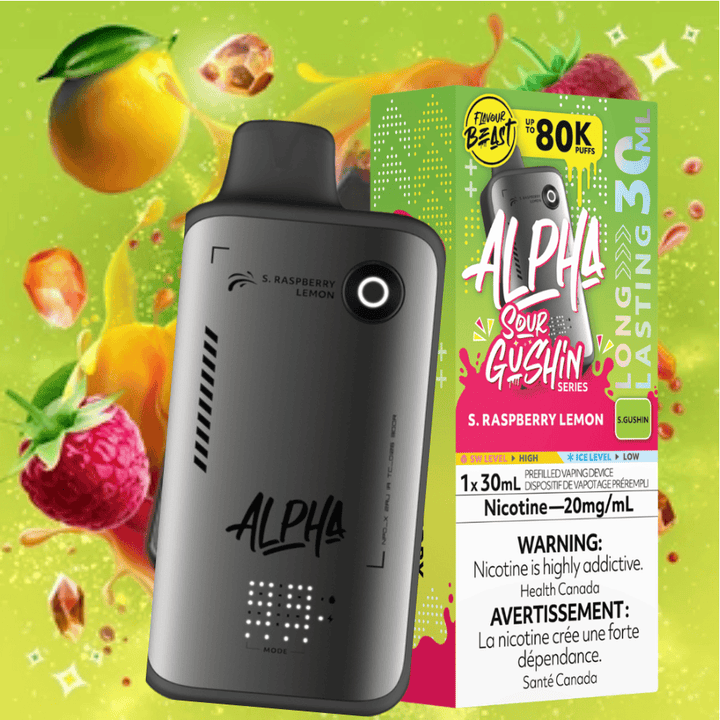 Flavour Beast Alpha 80K Disposable Vape-S. Raspberry Lemon 30mL / 80000 Puffs / 20mg/mL Vape Superstore Yorkton Saskatchewan
