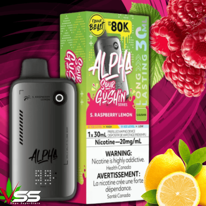 Flavour Beast Alpha 80K Disposable Vape-S. Raspberry Lemon 30mL / 80000 Puffs / 20mg/mL Vape Superstore Yorkton Saskatchewan