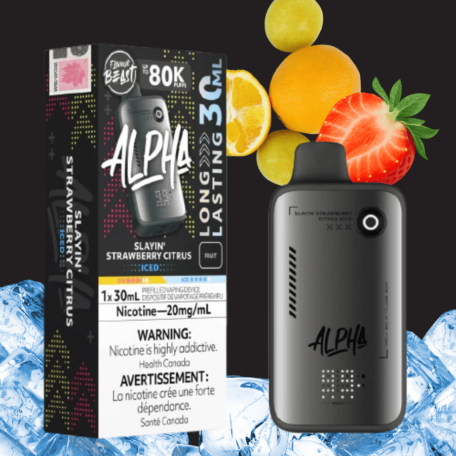 Flavour Beast Alpha 80K Disposable Vape-Slayin Strawberry Citrus Iced 30mL / 80000 Puffs / 20mg Vape Superstore Yorkton Saskatchewan