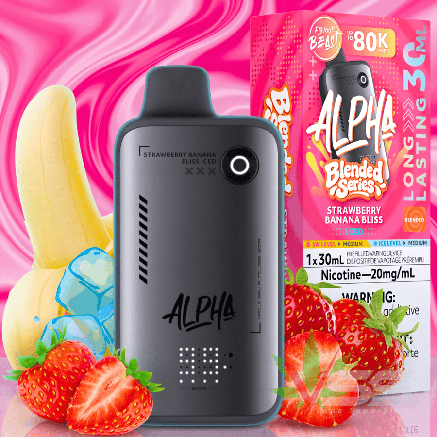 Flavour Beast Alpha 80K Disposable Vape-Strawberry Banana Bliss Iced 80000 Puffs / 20mg Vape Superstore Yorkton Saskatchewan