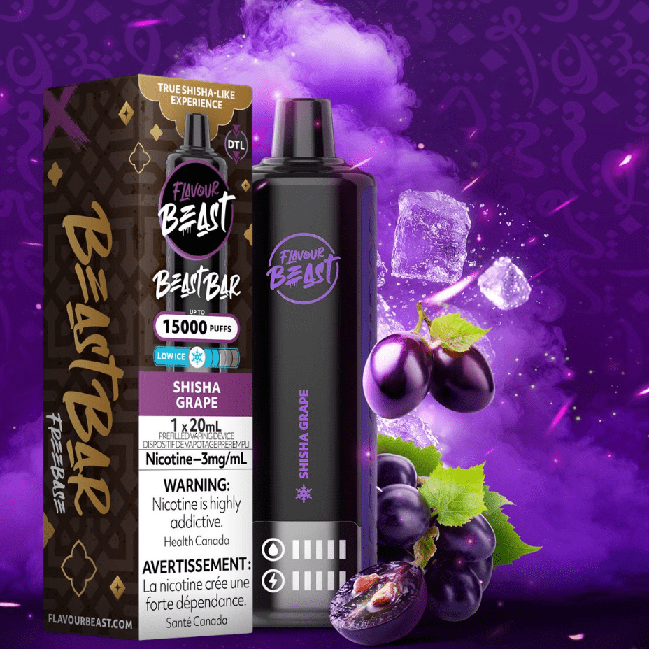 Flavour Beast Beast Bar 15k Disposable Vape-Shisha Grape 3mg / 15000 Puffs Vape Superstore Yorkton Saskatchewan
