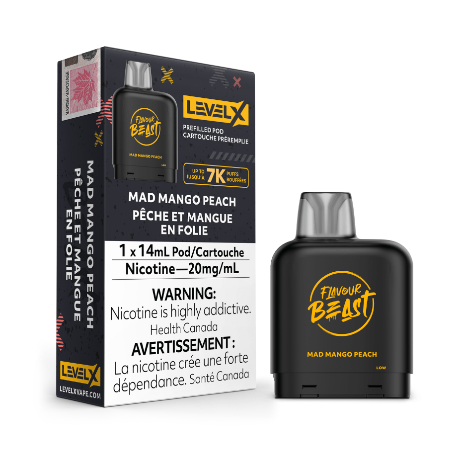Flavour Beast Closed Pod Systems 20mg / 7000 Puffs Level X Flavour Beast Pod-Mad Mango Peach Level X Flavour Beast Pod-Mad Mango Peach-Yorkton Vape Superstore