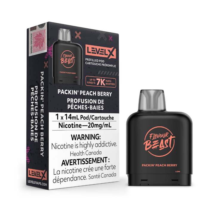 Flavour Beast Closed Pod Systems 20mg / 7000 Puffs Level X Flavour Beast Pod-Packin' Peach Berry Level X Flavour Beast Pod-Packin' Peach Berry-Yorkton Vape Store SK