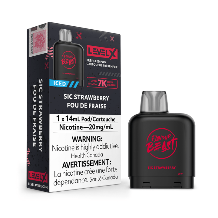 Flavour Beast Closed Pod Systems 20mg / 7000 Puffs Level X Flavour Beast Pod-Sic Strawberry Level X Flavour Beast Pod-Sic Strawberry-Yorkton Vape SuperStore
