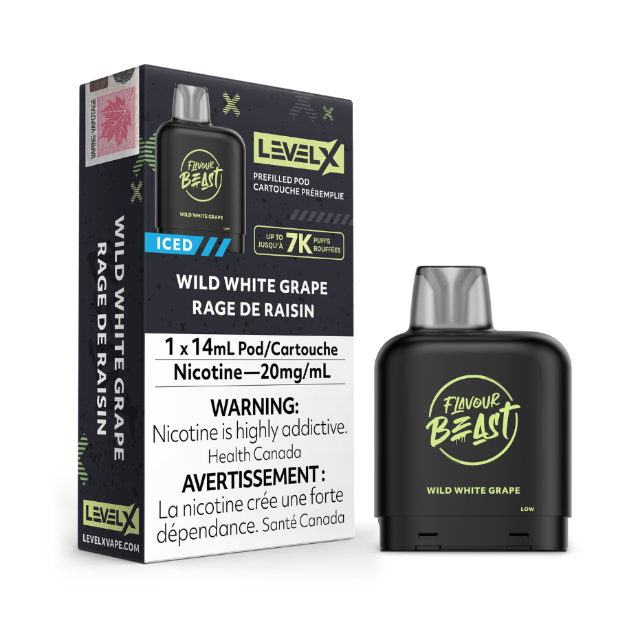 Flavour Beast Closed Pod Systems 20mg / 7000 Puffs Level X Flavour Beast Pod-Wild White Grape Level X Flavour Beast Pod-Wild White Grape-Yorkton Vape SuperStore