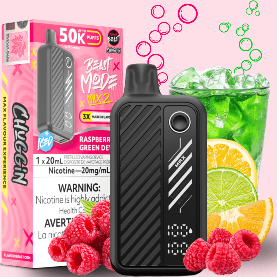 Flavour Beast Max 2 Disposable Vape-Raspberry Green Dew ICED 50000 Puffs / 20mg Vape Superstore Yorkton Saskatchewan