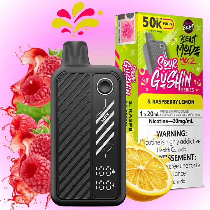 Flavour Beast Mode Max 2 50k Disposable Vape Gushin S. Raspberry Lemon Vape Superstore Yorkton Saskatchewan