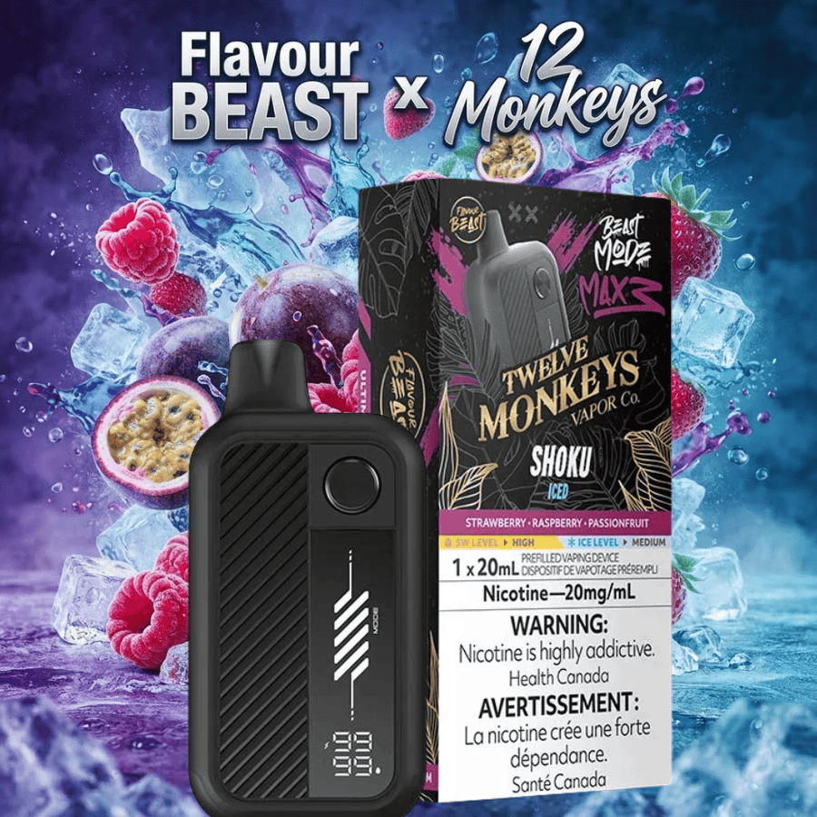 Flavour Beast Mode Max 3 60K Disposable Vape - 12 Monkey-Shoku Iced 60000 Puffs / 20mg Vape Superstore Yorkton Saskatchewan