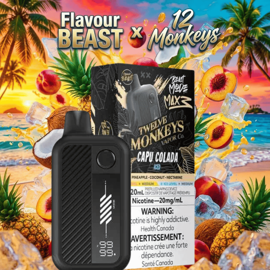 Flavour Beast Mode Max 3 60K Disposable Vape - 12 Monkeys Capu Colada Iced 60000 Puffs / 20mg Vape Superstore Yorkton Saskatchewan