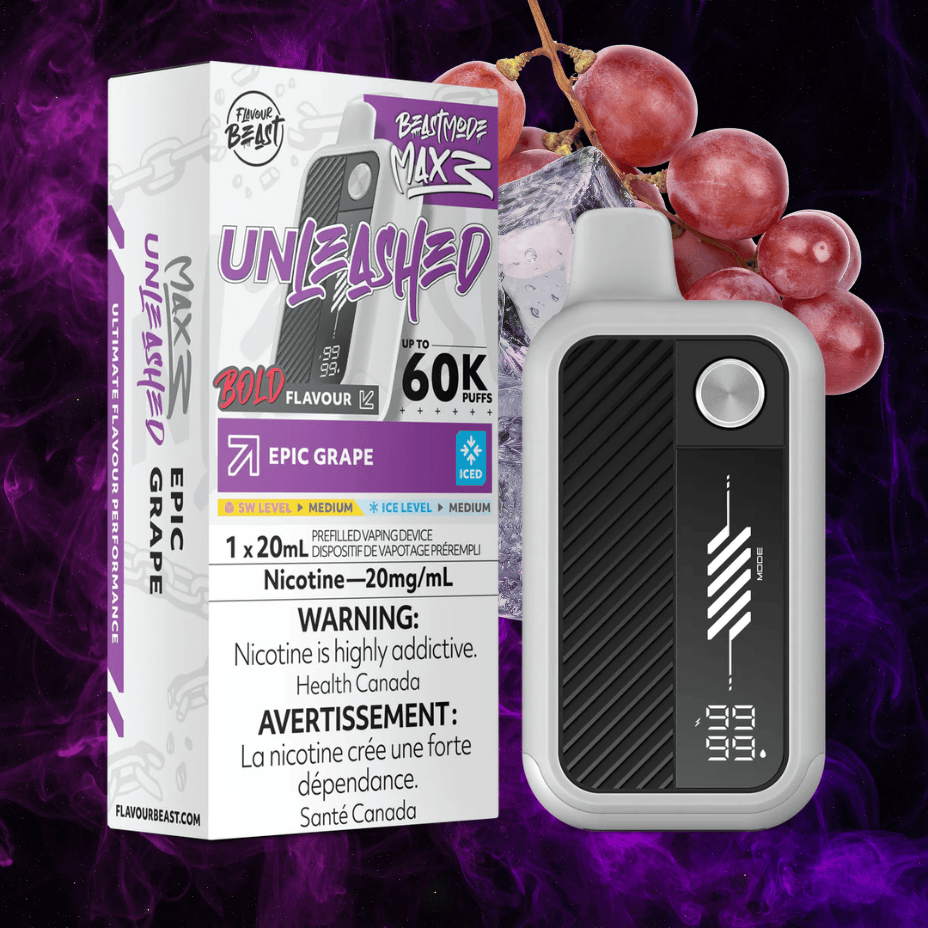 Flavour Beast Mode Max 3 60K Disposable Vape - Epic Grape Ice 20mL / 60000 Puffs / 20mg/mL Vape Superstore Yorkton Saskatchewan