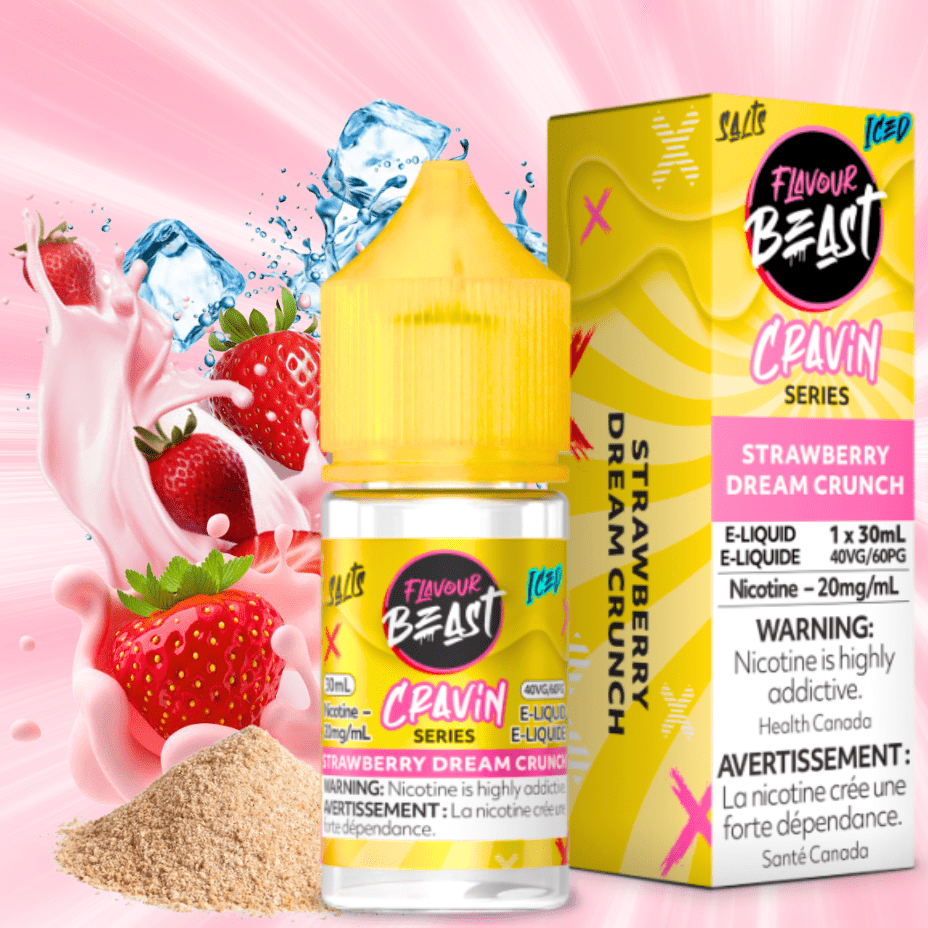 Flavour Beast Salts Salt Nic E-Liquid 20mg / 30mL Flavour Beast Cravin' Salts-Strawberry Dream Crunch Iced Flavour Beast Cravin' Salts-Strawberry Dream Crunch Iced