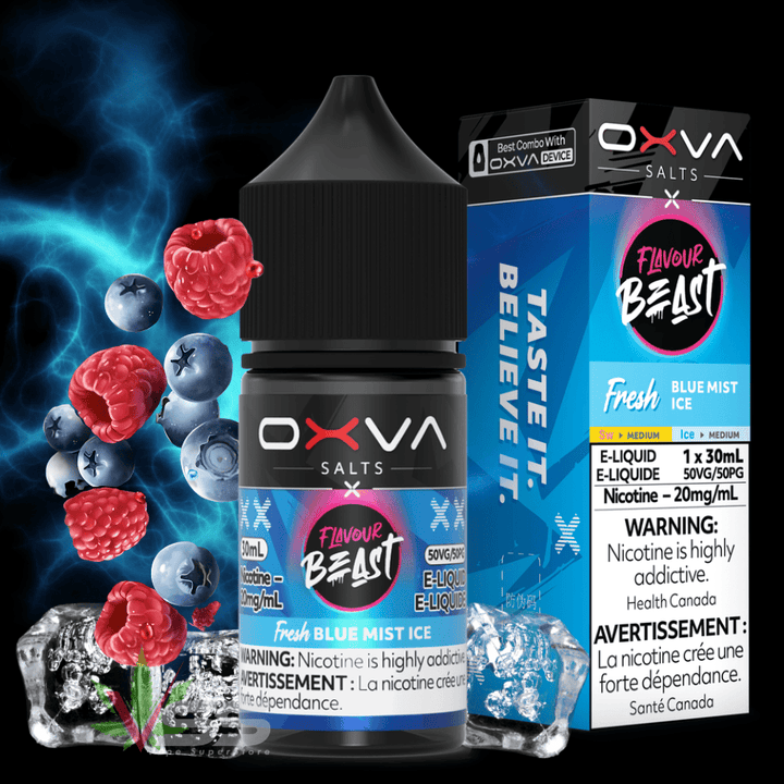 Flavour Beast x OXVA E-Liquid - Fresh Blue Mist Ice Salt 30mL / 20mg Vape Superstore Yorkton Saskatchewan