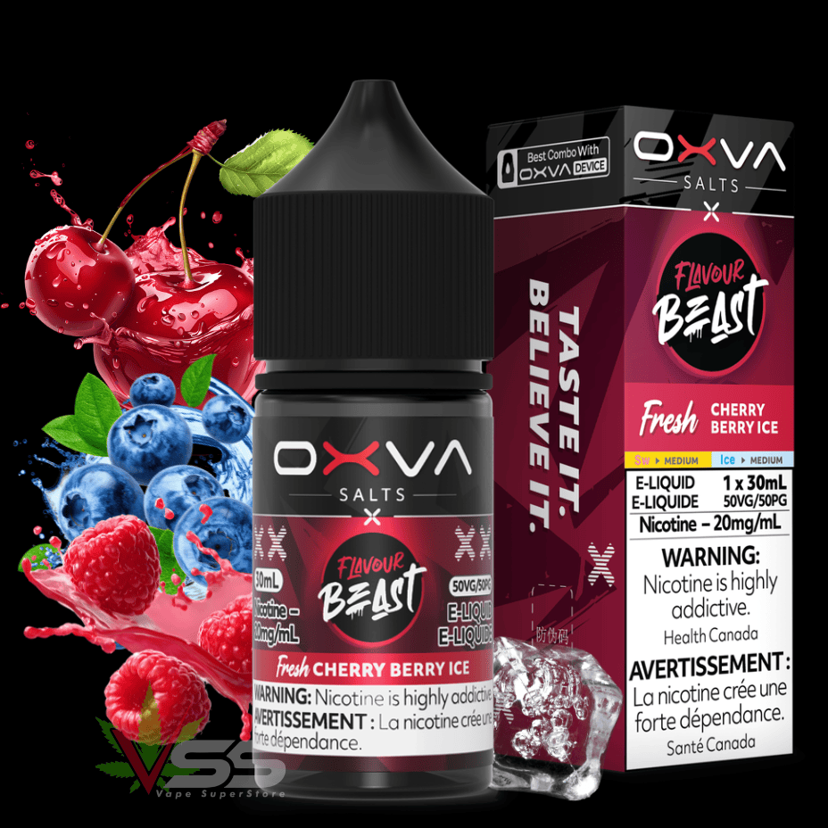 Flavour Beast x OXVA E-Liquid - Fresh Cherry Berry Ice Salt 30mL / 20mg Vape Superstore Yorkton Saskatchewan
