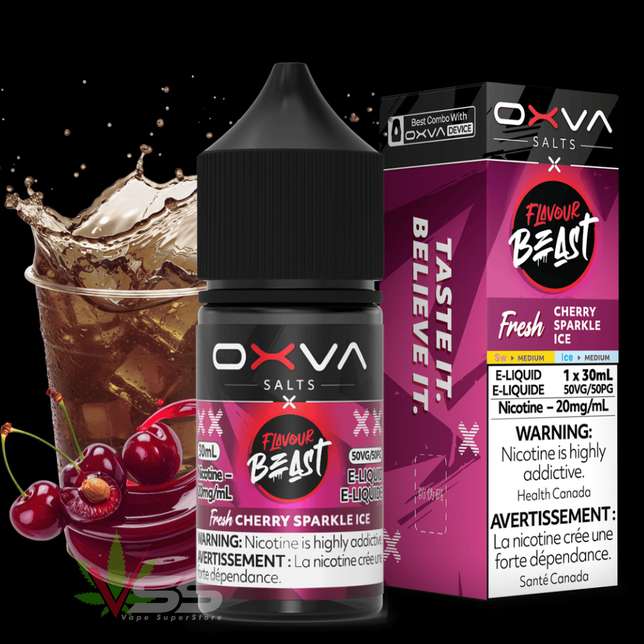 Flavour Beast x OXVA E-Liquid - Fresh Cherry Sparkle Ice Salt 30mL / 20mg Vape Superstore Yorkton Saskatchewan
