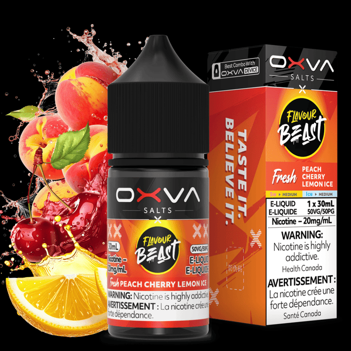Flavour Beast x OXVA E-Liquid - Fresh Peach Cherry Lemon Ice Salt 30mL / 20mg Vape Superstore Yorkton Saskatchewan