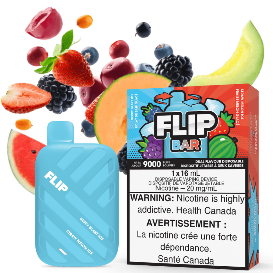 FLIP BAR Disposables 20mg Flip Bar 9000 Disposable Vape-Berry Blast Ice & Strawberry Melon Ice-Yorkton Vape SuperStore Saskatchewan