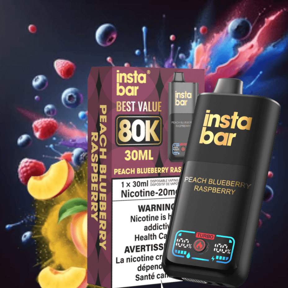 Insta Bar 80K Disposable Vape-Peach Blueberry Raspberry Vape Superstore Yorkton Saskatchewan