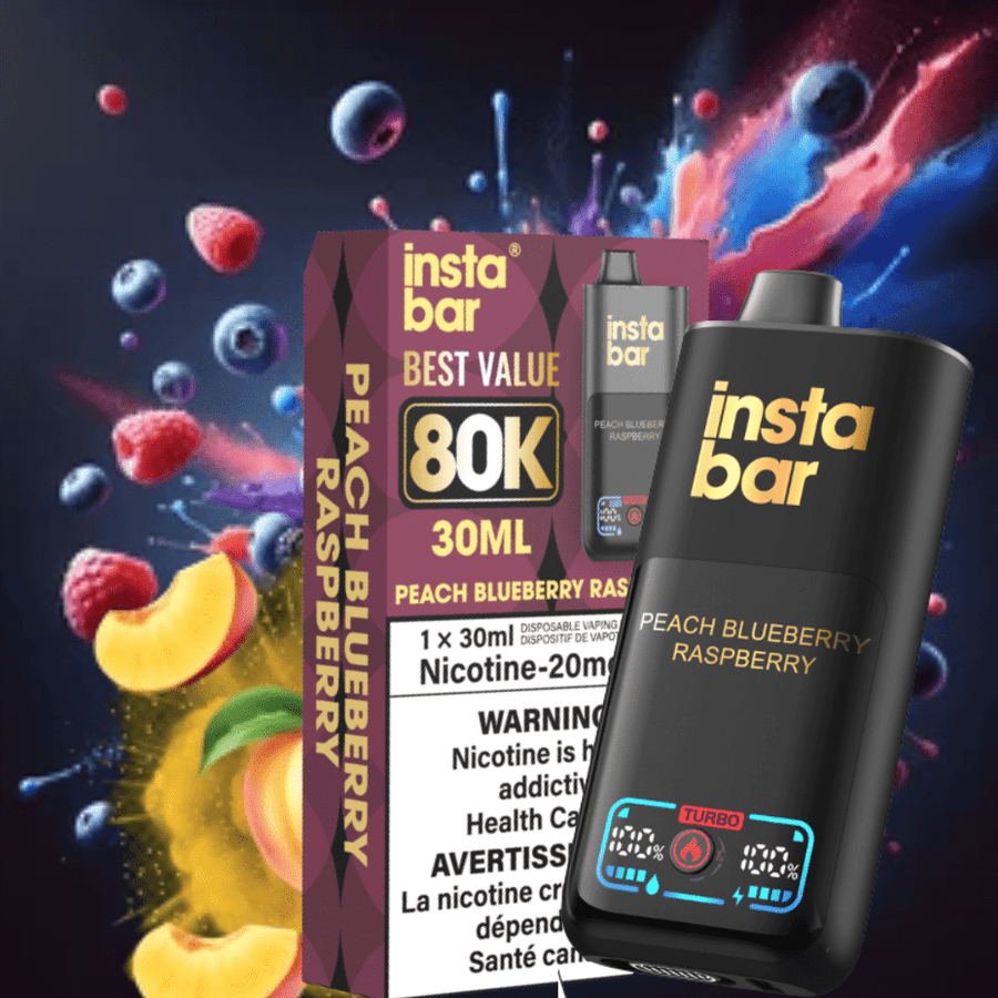 Insta Bar 80K Disposable Vape-Peach Blueberry Raspberry Vape Superstore Yorkton Saskatchewan