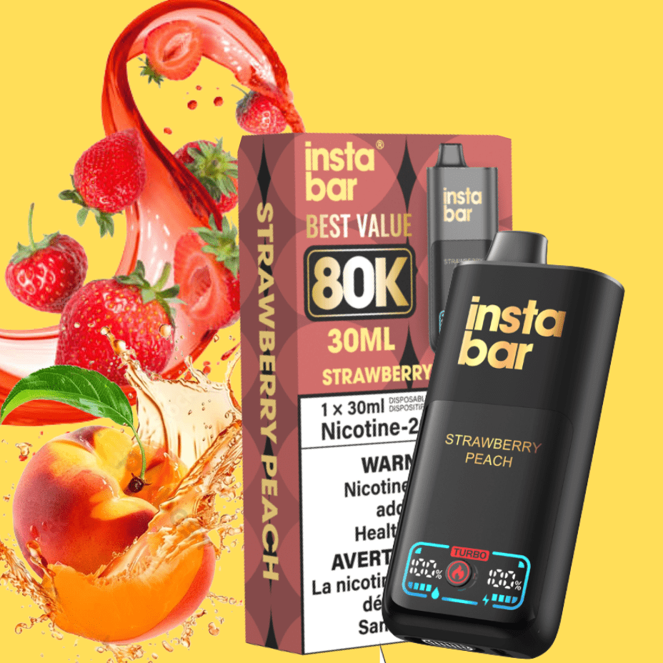 Insta Bar 80K Disposable Vape-Strawberry Peach Vape Superstore Yorkton Saskatchewan