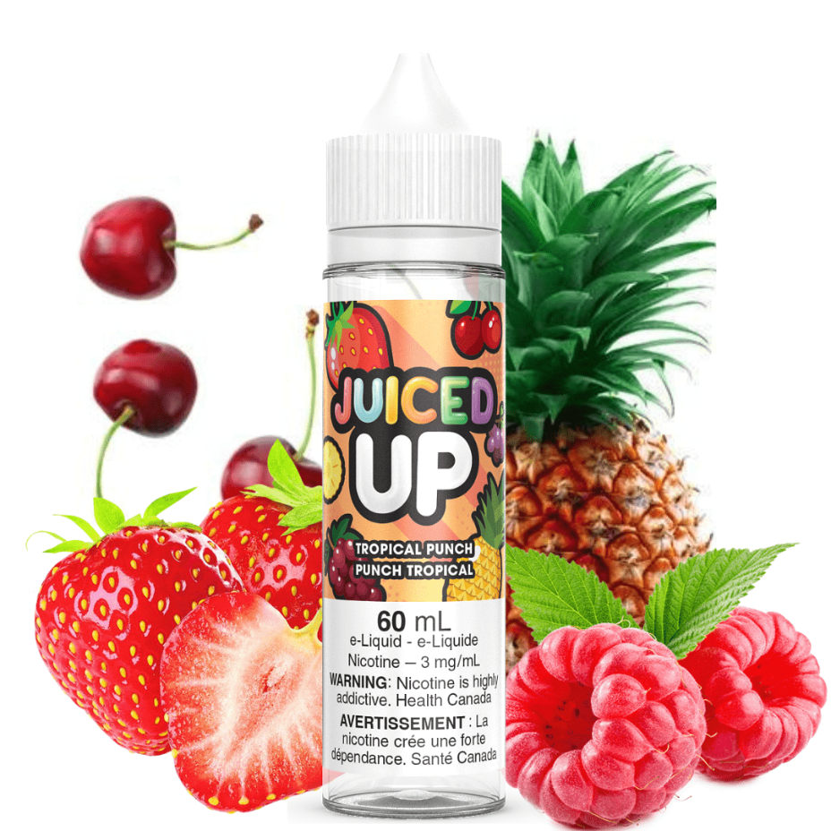 Juiced Up E-Liquid in Tropical Punch Flavour in 60mL Bottle Available at Yorkton Vape SuperStore & Bong Shop Located in Yorkton, Saskatchewan, Canada