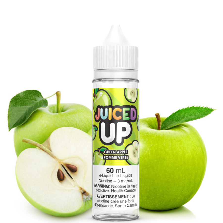 Juiced Up E-Liquid in Green Apple Flavour in 60mL Bottle Available at Yorkton Vape SuperStore & Bong Shop Located in Yorkton, Saskatchewan, Canada