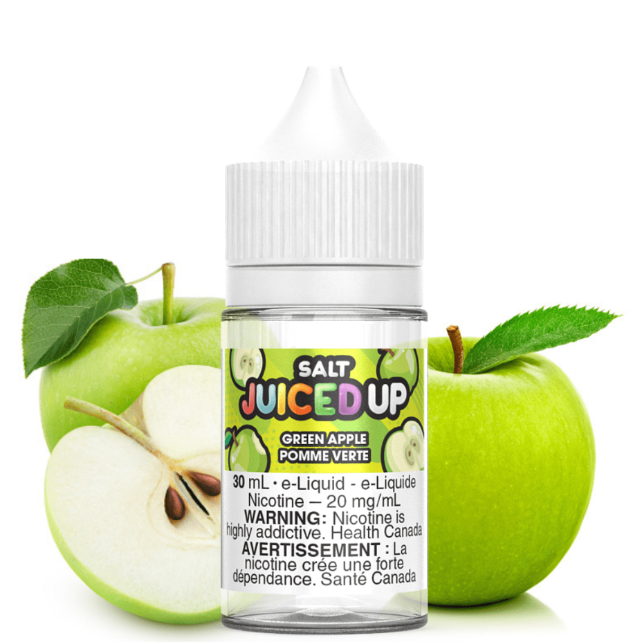 Juiced Up Salt in Green Apple Flavour in 30mL Bottle Available at Yorkton Vape SuperStore & Bong Shop Located in Yorkton, Saskatchewan, Canada