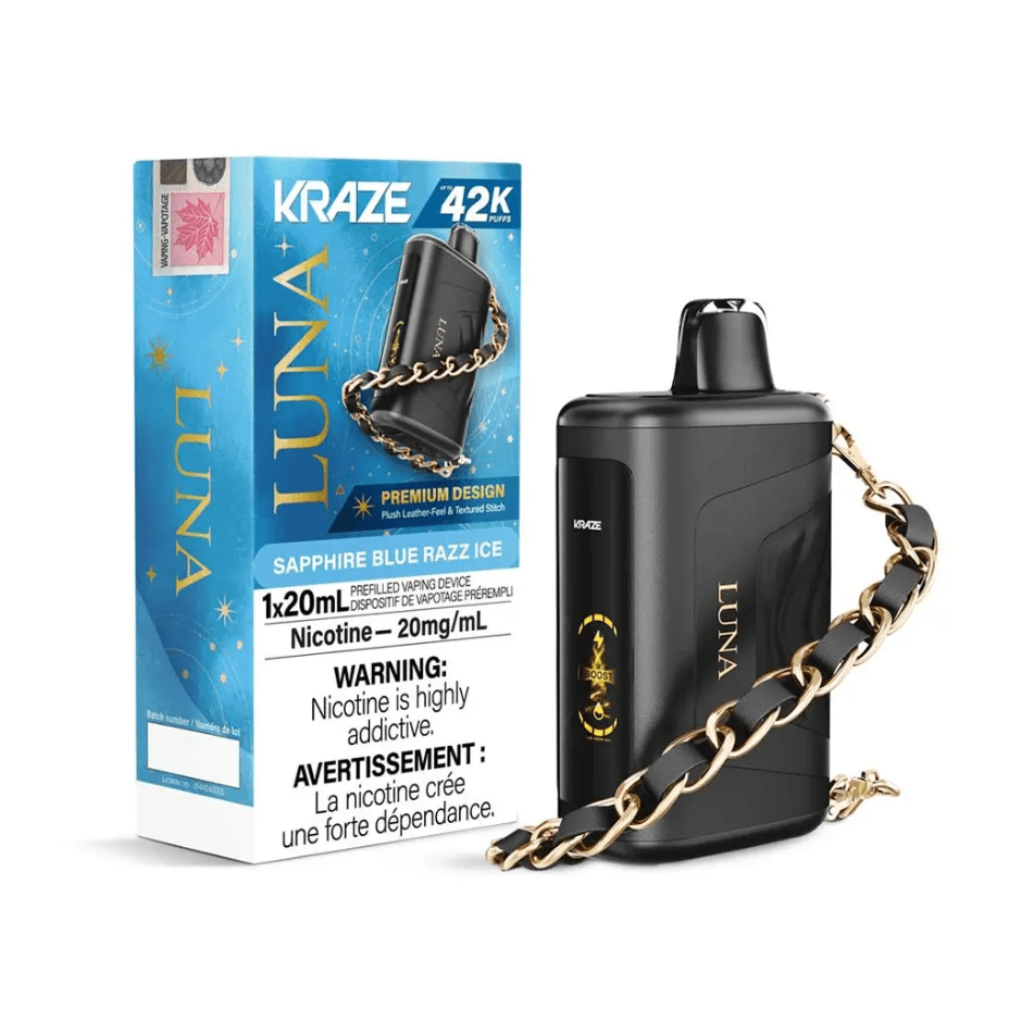 Kraze Disposables Disposable Vape Kraze Luna Disposable Vape-Sapphire Blue Razz Ice Kraze Luna Disposable Vape-Sapphire Blue Razz Ice in Canada