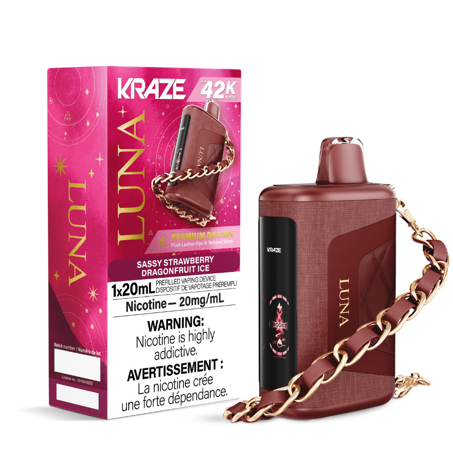 Kraze Disposables Disposable Vape Kraze Luna Disposable Vape-Sassy Strawberry Dragonfruit Ice Kraze Luna Disposable Vape-Sassy Strawberry Dragonfruit Ice in Yorkton