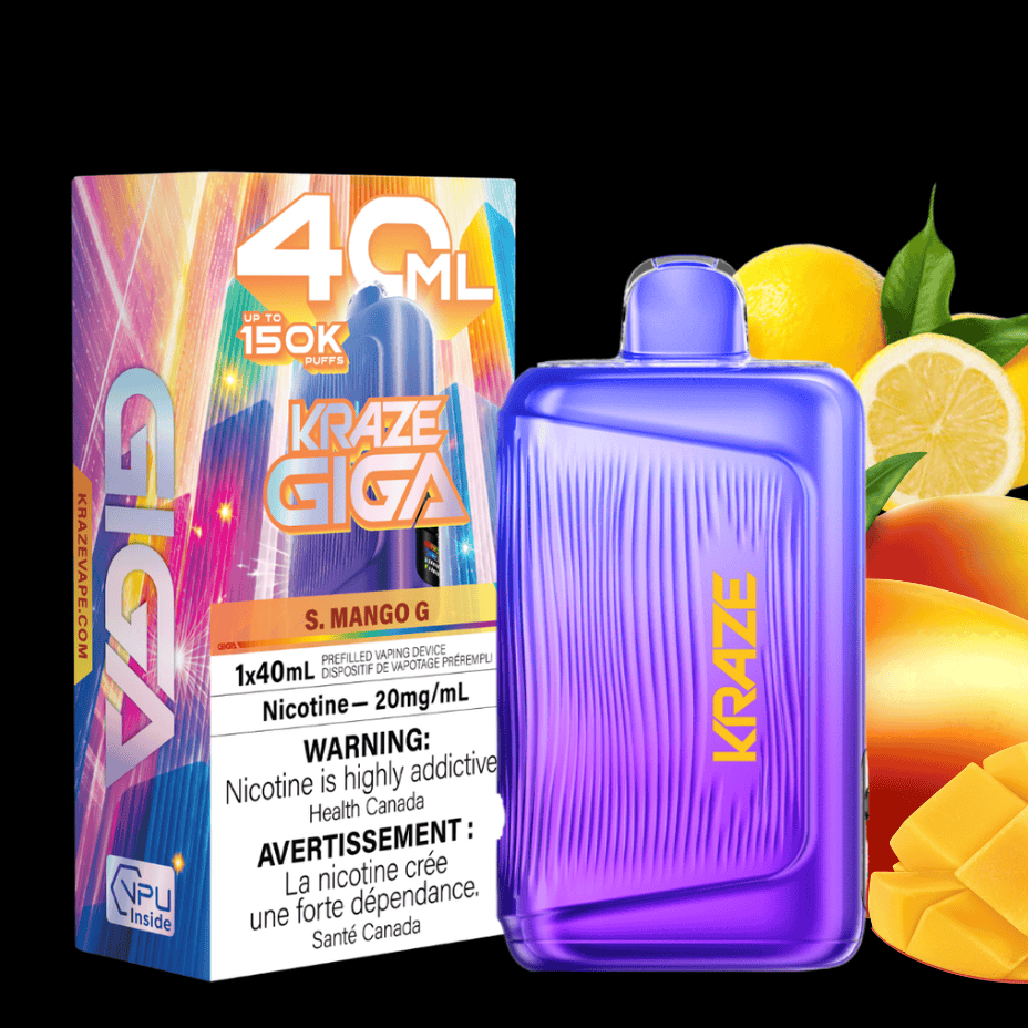 Kraze Giga 150K Disposable Vape - S. Mango G Vape Superstore Yorkton Saskatchewan