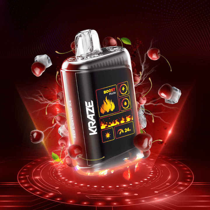 Kraze HD 20k Disposables Disposables 20000 Puffs / 20mg Kraze HD Mega 20k Disposable Vape - Red Lightning Ice Kraze HD Mega 20k Disposable Vape - Red Lightning Ice Yorkton, Canada