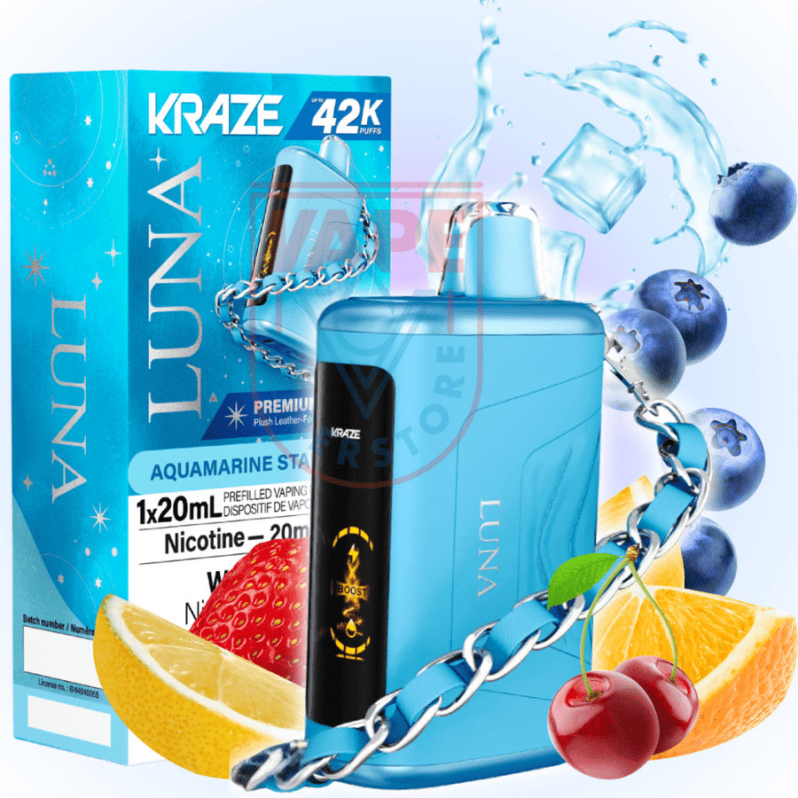 Kraze Luna 42k Disposable Vape-Aquamarine Star B Vape Superstore Yorkton Saskatchewan