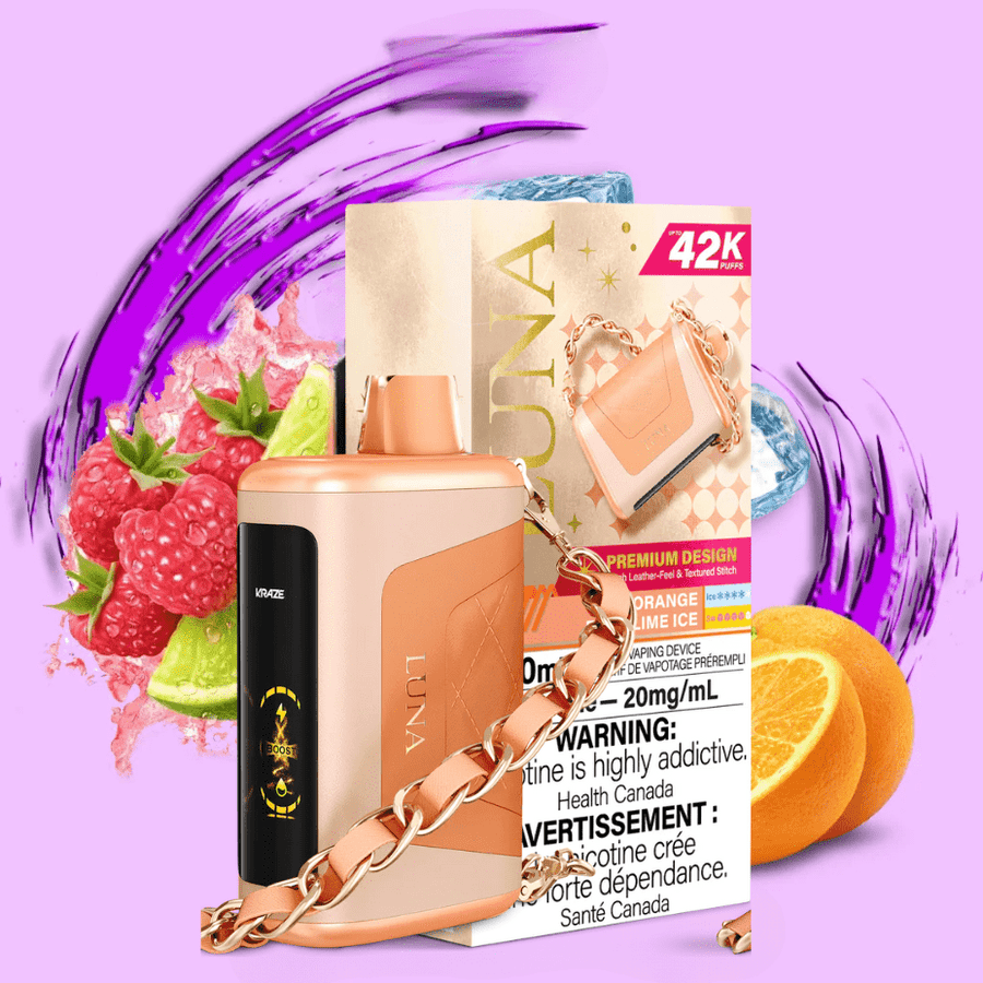 Kraze Luna 42k Disposable Vape-Opal orange Razz Lime Ice Vape Superstore Yorkton Saskatchewan