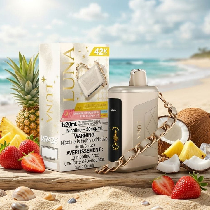 Kraze Luna 42k Disposable Vape - Strawberry Pina Colada Ice 20mL / 42000 Puffs / 20mg Vape Superstore Yorkton Saskatchewan