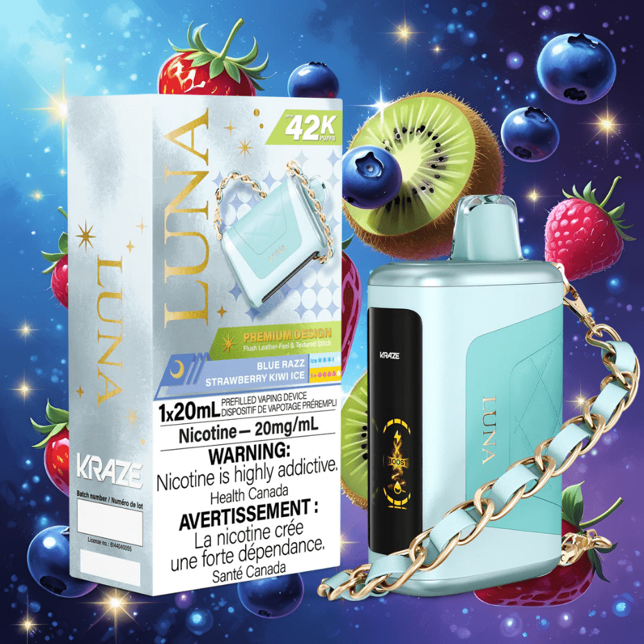 Kraze Luna Disposable Vape-Blue Razz Strawberry Kiwi Ice Vape Superstore Yorkton Saskatchewan