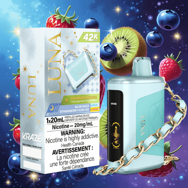 Kraze Luna Disposable Vape-Blue Razz Strawberry Kiwi Ice Vape Superstore Yorkton Saskatchewan