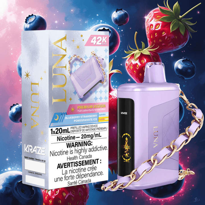 Kraze Luna Disposable Vape-Blueberry Strawberry Pomegranate Ice Vape Superstore Yorkton Saskatchewan