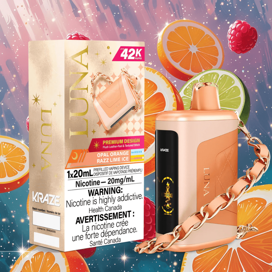 Kraze Luna Disposable Vape-Opal Orange Razz Lime Ice Vape Superstore Yorkton Saskatchewan
