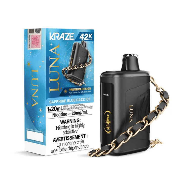 Kraze Luna Disposable Vape-Sapphire Blue Razz Ice Vape Superstore Yorkton Saskatchewan