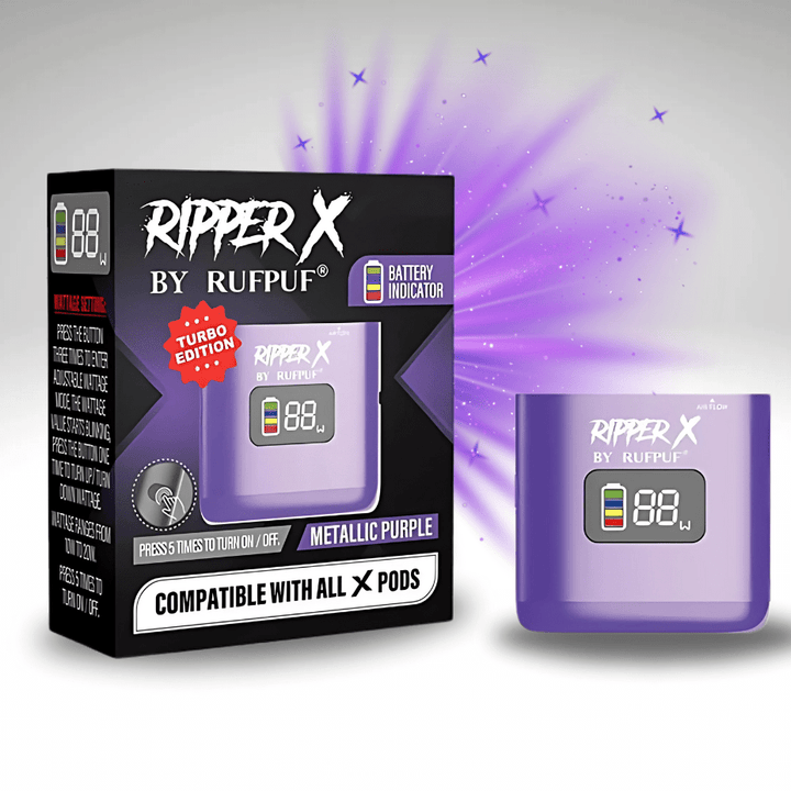 Level X Closed Pod Systems Metallic Purple Rufpuf Ripper Turbo X Batteries Rufpuf Ripper Turbo X Batteries