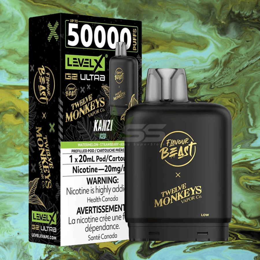 Level X G2 Ultra x 12 Monkeys - Kanzi 20mL / 50000 Puffs / 20mg Vape Superstore Yorkton Saskatchewan