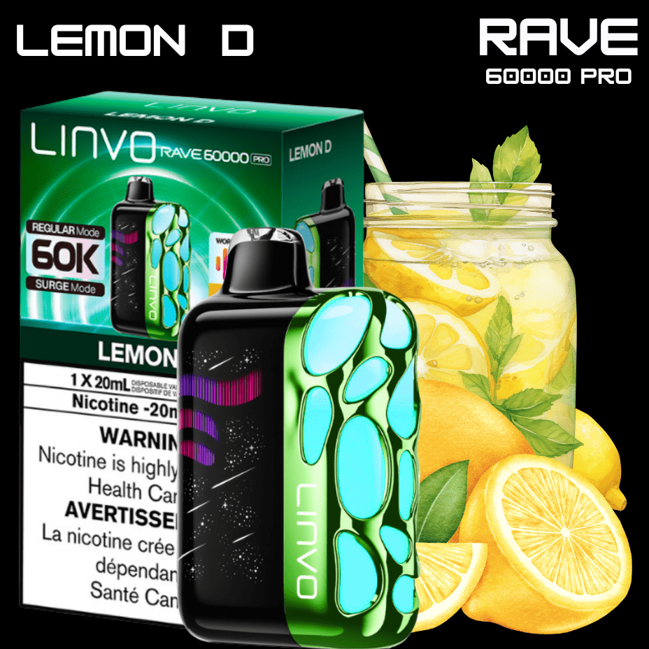 Linvo Rave 60k Disposable Vape-Lemon D 60000 Puffs / 20mg Vape Superstore Yorkton Saskatchewan