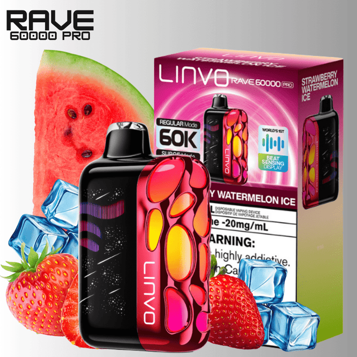 Linvo Rave 60k Disposable Vape-Strawberry Watermelon Ice Vape Superstore Yorkton Saskatchewan