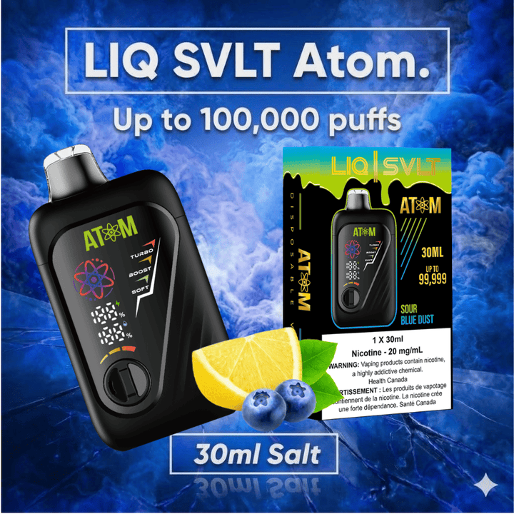 LIQ SVLT Atom 100K Disposable Vape-Sour Blue Dust Vape Superstore Yorkton Saskatchewan