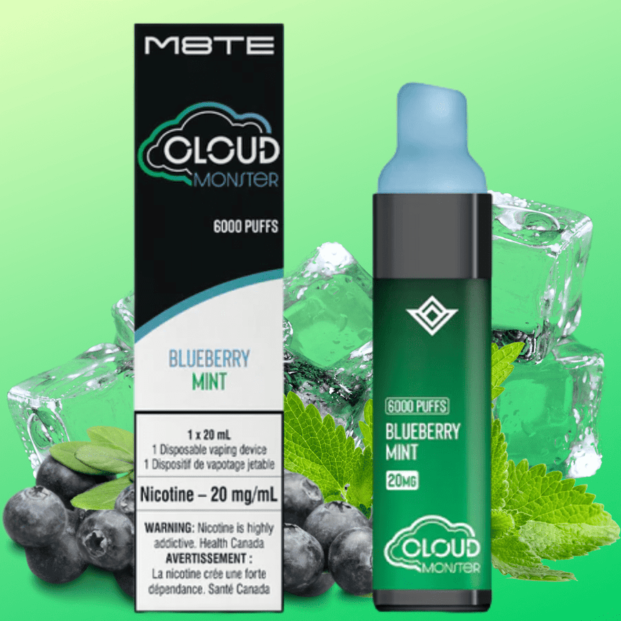 M8TE Disposables 20mg / 20ML M8TE Cloud Monster 6000 Disposable Vape-Blueberry Mint M8TE Cloud Monster 6000 Disposable Vape-Blueberry Mint-Yorkton VSS SK