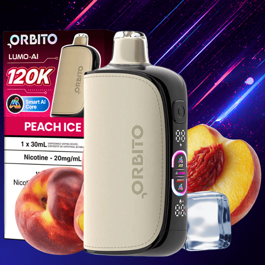 Orbito Lumo-AI 120K Disposable Vape-Peach Ice 30mL / 120000 Puffs / 20mg Vape Superstore Yorkton Saskatchewan