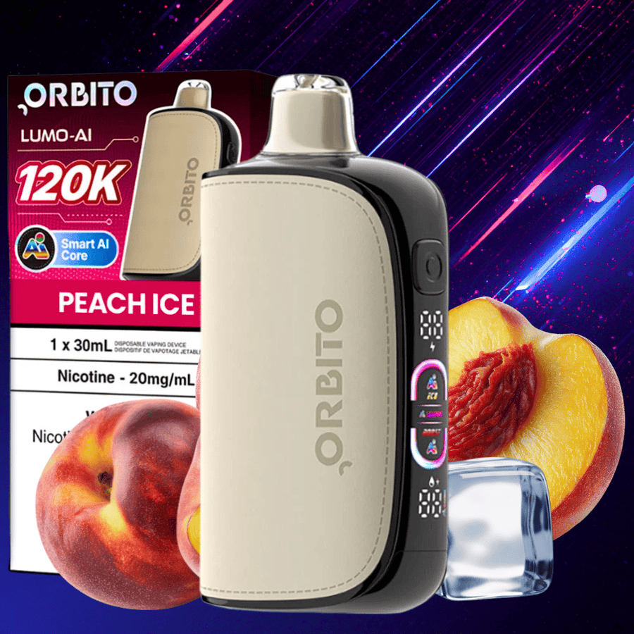 Orbito Lumo-AI 120K Disposable Vape-Peach Ice 30mL / 120000 Puffs / 20mg Vape Superstore Yorkton Saskatchewan