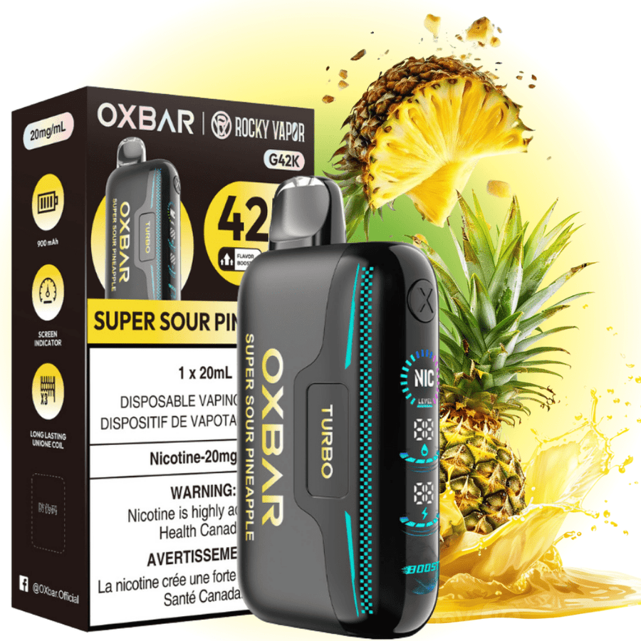 Oxbar Disposable Vape 20mg / 42000 Puffs Oxbar G42k Disposable Vape-Super Sour Pineapple Oxbar G42k Disposable Vape-Super Sour Pineapple in Yorkton