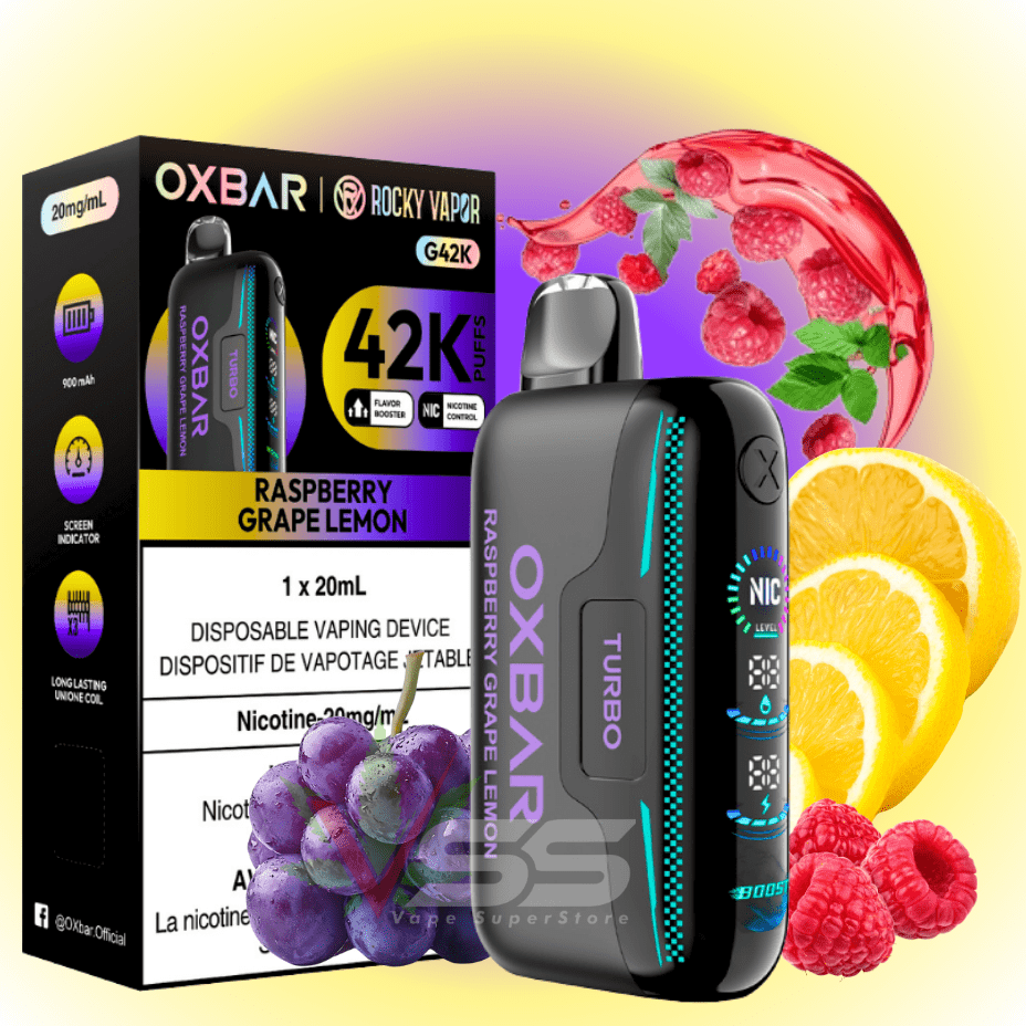 Oxbar G42k Disposable Vape-Raspberry Grape Lemon 20mg / 42000 Vape Superstore Yorkton Saskatchewan