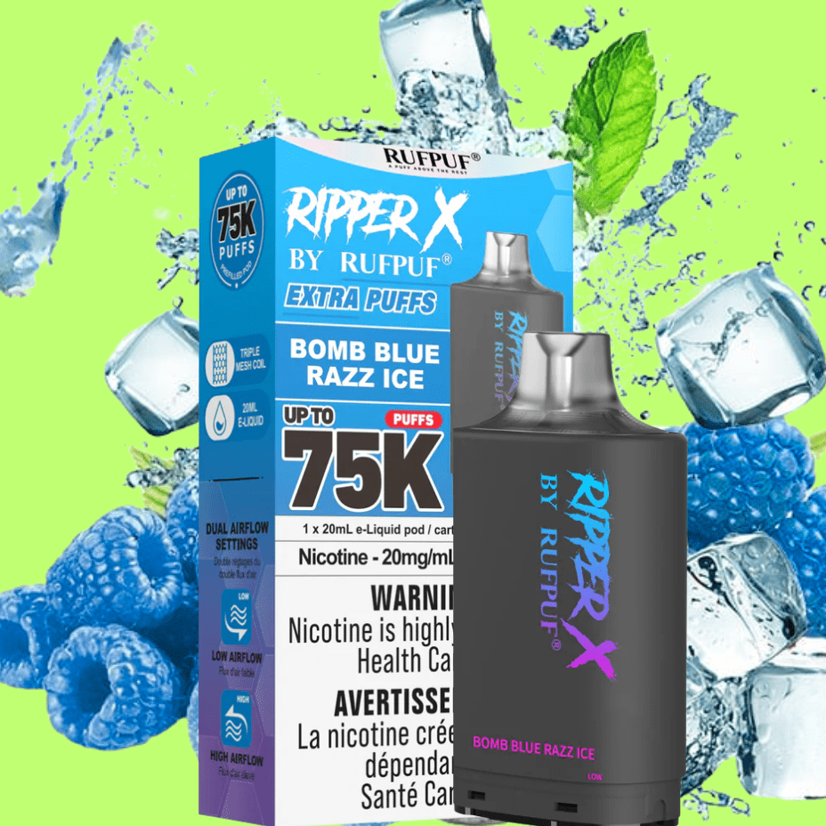 RufPuf Ripper X 75K Turbo Pod-Bomb Blue Razz Ice In Sask - Yorkton Vape SuperStore-Vapexcape RufPuf Ripper X 75K Turbo Pod-Bomb Blue Razz Ice In Sask - Yorkton Vape SuperStore-Vapexcape